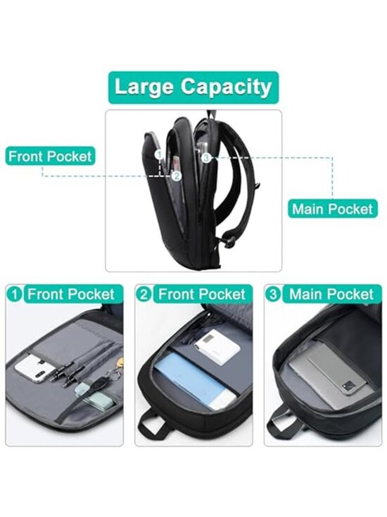 business backpack 17 inch laptop usb hk for Men, Slim & Expandable Backpack for USB Charger port is a convenient external connection Ponhog 17 Inch Laptop Backpack